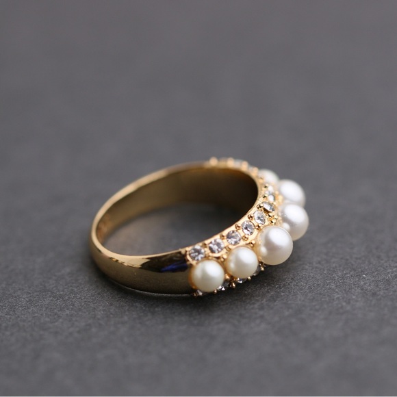 J.crew Inset pearl and crystal ring size 8 - Picture 3 of 6